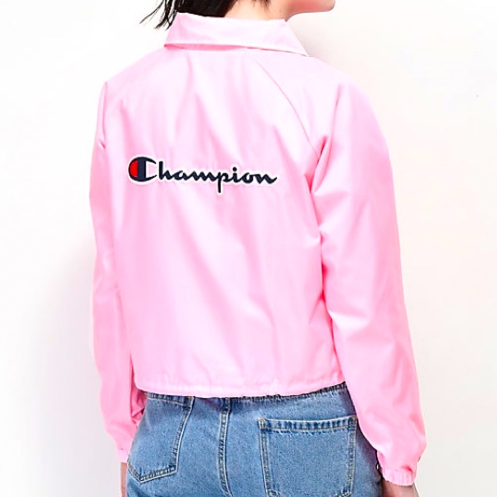 Champion | Pink Cropped Windbreaker | Size Medium